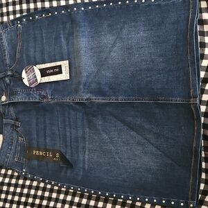 NEW Style Me Denim Pencil Skirt with Side Embellishment Size 10